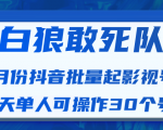 白狼敢死队最新抖音短视频批量起影视号(一天单人可操作30个号)视频课程-一起网赚吧