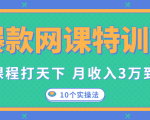爆款网课特训营，一套课程打天下，网课变现的10个实操法，月收入3万到10万-一起网赚吧