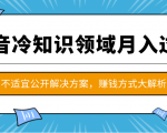 抖音冷知识领域月入过万项目,不适宜公开解决方案 ,抖音赚钱方式大解析!-一起网赚吧