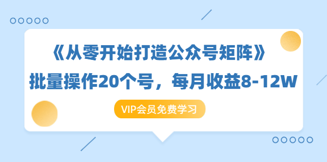《从零开始打造公众号矩阵》批量操作20个号，每月收益大概8-12W（44节课）-一起网赚吧