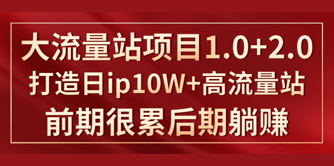 《大流量站项目1.0+2.0》打造日IP10W+高流量站，前期很累后期躺赚-一起网赚吧