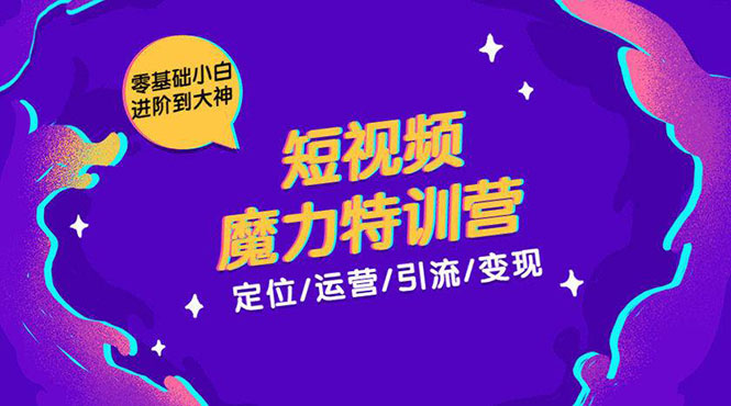 零基础小白进阶到大神《短视频魔力特训营》定位-运营-引流-变现-一起网赚吧