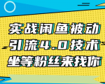 实战闲鱼被动引流4.0技术，坐等粉丝来找你，实操演示日加200+精准粉-一起网赚吧