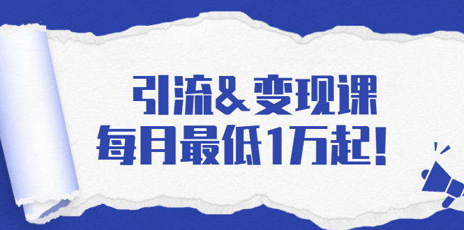 引流&变现课：分享一整套流量方法以及各个渠道收入，每月最低1万起！-一起网赚吧