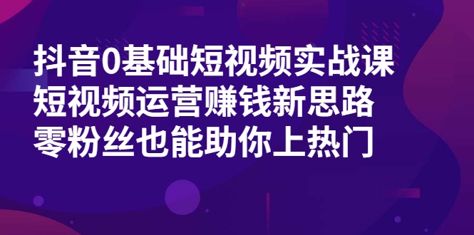 抖音0基础短视频实战课，短视频运营赚钱新思路，零粉丝也能助你上热门-一起网赚吧