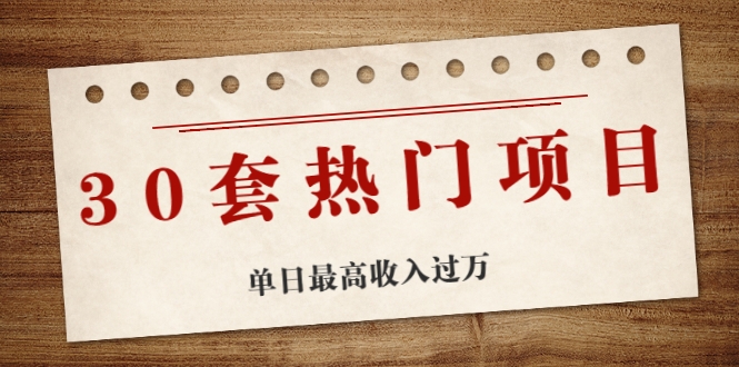 30套热门项目：单日最高收入过万 (网赚项目、朋友圈、涨粉套路、抖音、快手)等-一起网赚吧