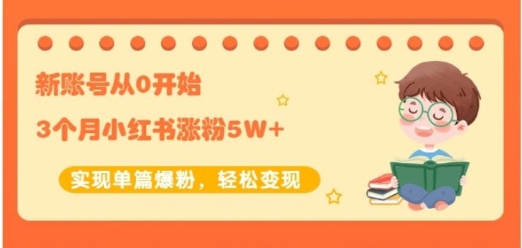 生财小红书涨粉变现：新账号从0开始3个月小红书涨粉5W+实现单篇爆粉-一起网赚吧