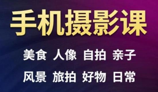 手机摄影一次学透，教程内容包括：美食、人像、自拍、风景、好物等-一起网赚吧