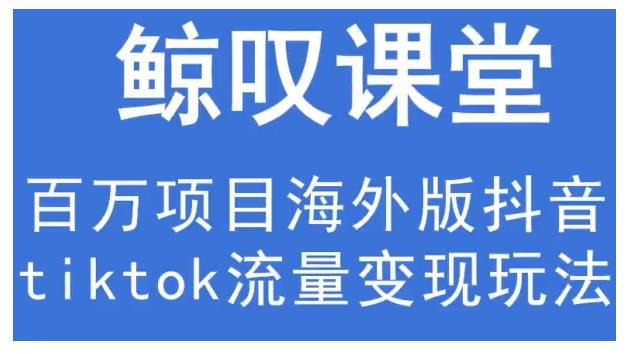 鲸叹号·海外TIKTOK训练营，百万项目海外版抖音tiktok流量变现玩法-一起网赚吧