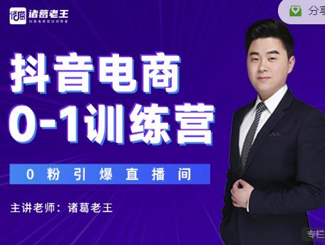 诸葛老王抖音电商0-1训练营，从0开始轻松破冷启动，引爆直播间-一起网赚吧