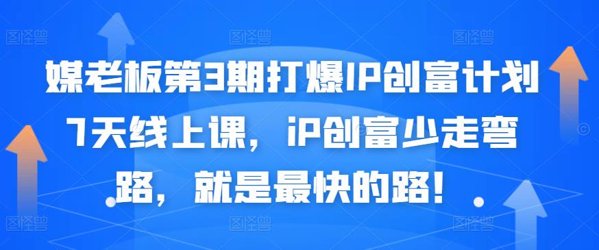 媒老板第3期打爆IP创富计划7天线上课，iP创富少走弯路，就是最快的路！-一起网赚吧