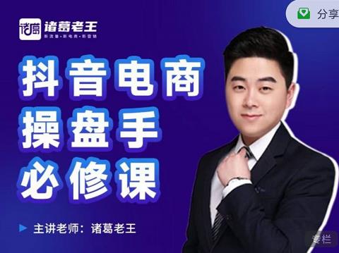 诸葛老王-抖音电商操盘手必修课:顶层设计,起号破局,爆款运营,数据分析-一起网赚吧