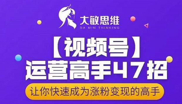 大敏思维-视频号运营高手47招，让你快速成为涨粉变现高手-一起网赚吧
