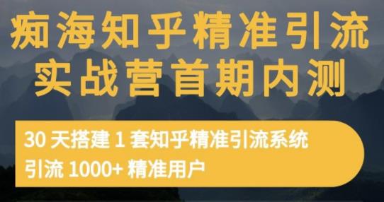 痴海知乎精准引流实战营1-2期，30天搭建1套知乎精准引流系统，引流1000+精准用户-一起网赚吧