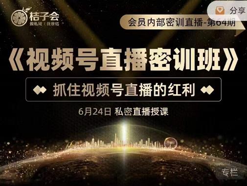 桔子会《视频号直播密训班》，抓住视频号直播的红利 价值12800-一起网赚吧