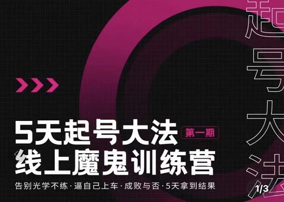 大播·五天起号魔鬼训练营，告别光学不练，逼自己上车，成败与否，5天拿到结果-一起网赚吧
