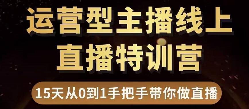 直播电商运营型主播特训营，0基础15天手把手带你做直播带货-一起网赚吧