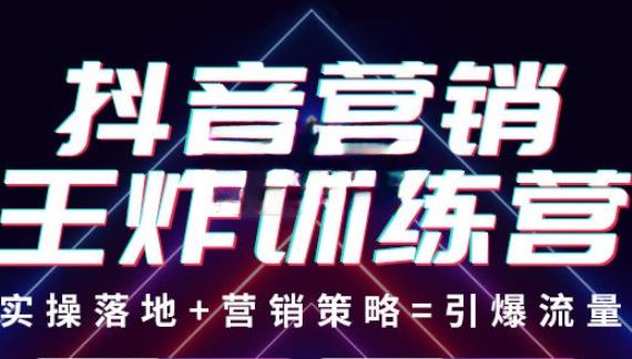 抖音营销王炸训练营，实操落地+营销策略=引爆流量（价值8960元）-一起网赚吧