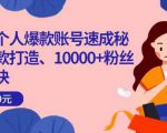 小红书个人爆款账号速成秘籍，爆款打造、10000+粉丝引流秘诀-一起网赚吧