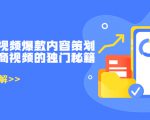 带货短视频爆款内容策划，关于电商视频的独门秘籍（价值499元）-一起网赚吧