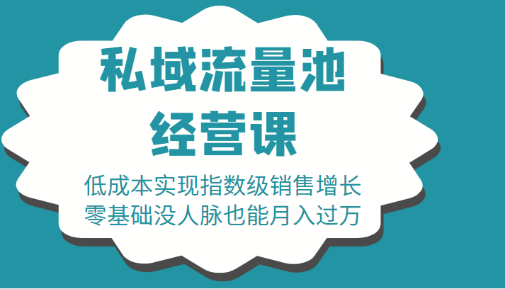 16堂私域流量池经营课：低成本实现指数级销售增长，零基础没人脉也能月入过万-一起网赚吧