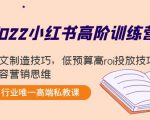 2022小红书高阶训练营：爆文制造技巧，低预算高roi投放技巧，内容营销思维-一起网赚吧