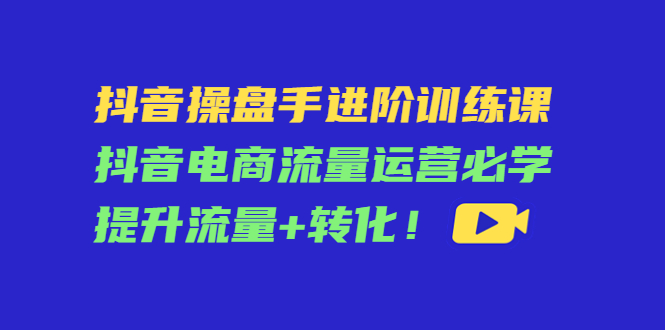 抖音操盘手进阶训练课：抖音电商流量运营必学，提升流量+转化-一起网赚吧