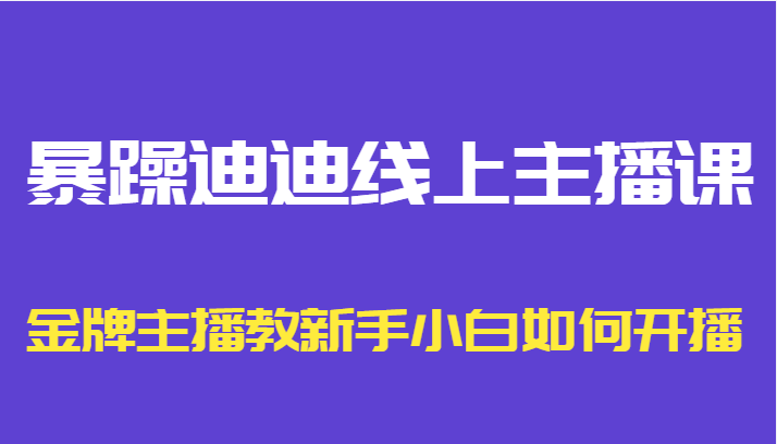 暴躁迪迪线上主播课，金牌主播教新手小白如何开播-一起网赚吧