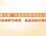 “毒文案”抖音短视频项目玩法,小程序拿图即可变现,复盘经验分享给大家-一起网赚吧