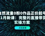 自然流量0粉0作品正价起号11月新课：完整的直播带货实操方案-一起网赚吧