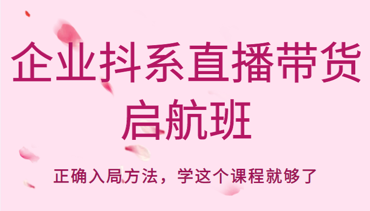 企业抖系直播带货启航班，正确入局方法，学这个课程就够了-一起网赚吧