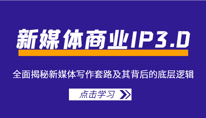 新媒体商业IP3.0，全面揭秘新媒体写作套路及其背后的底层逻辑（价值1299元）-一起网赚吧
