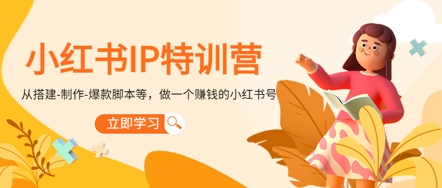 小红书IP特训营：从搭建-制作-爆款脚本等等，做一个赚钱的小红书号-一起网赚吧