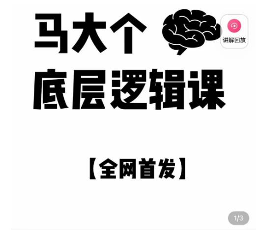 马大个·底层逻辑课，51节底层逻辑智慧课-价值1980元-一起网赚吧