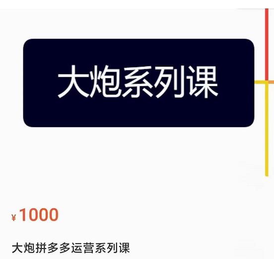 大炮拼多多运营系列课，各类​玩法合集，拼多多运营玩法实操-一起网赚吧