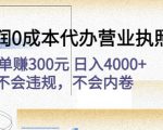 高利润0成本代办营业执照项目:一单赚300元日入4000+不会违规,不会内卷-一起网赚吧