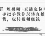 于洋·短视频+直播定位培训,手把手教你玩转直播卖货,玩转视频赚钱-一起网赚吧
