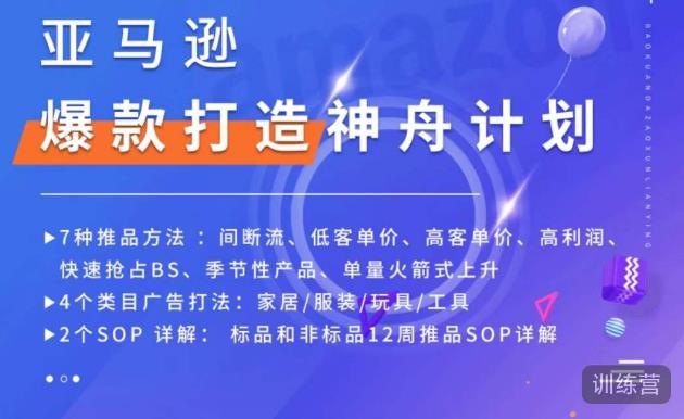 亚马逊爆款打造神舟计划，​7种推品方法，4个类目广告打法，2个SOP详解-一起网赚吧