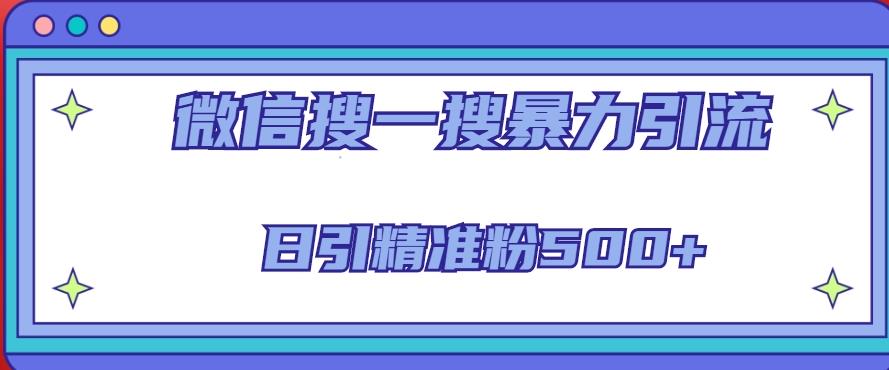微信搜一搜引流全系列课程，日引精准粉500+（8节课）-一起网赚吧