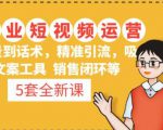 5套·美业短视频运营课从场景到话术·精准引流·吸金文案工具·销售闭环等-一起网赚吧