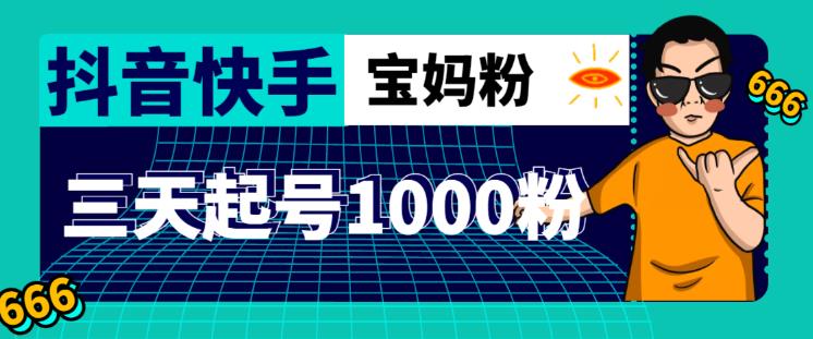 抖音快手三天起号涨粉1000宝妈粉丝的核心方法【详细玩法教程】-一起网赚吧