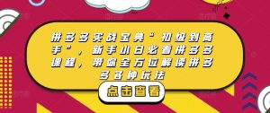 拼多多实战宝典“初级到高手”,新手小白必看拼多多课程,带你全方位解读拼多多各种玩法-一起网赚吧
