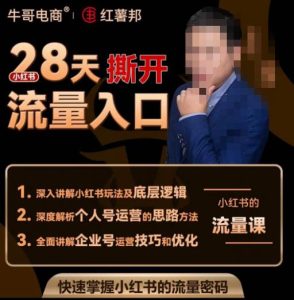 牛哥电商红薯邦28天撕开小红书流量入口，小红书运营系列课，快速掌握小红书的流量密码-一起网赚吧