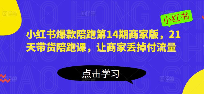 小红书爆款陪跑第14期商家版，21天带货陪跑课，让商家丢掉付流量-一起网赚吧