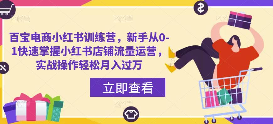 百宝电商小红书训练营，新手从0-1快速掌握小红书店铺流量运营，实战操作轻松月入过万-一起网赚吧