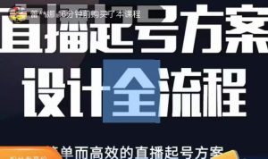 2023正价控流起号课，直播起号方案设计全流程，简单而高效的直播起号方案-一起网赚吧