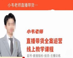 小韦老师直播带货运营线上教学，起号-数据指标-投流-主播训练-一起网赚吧
