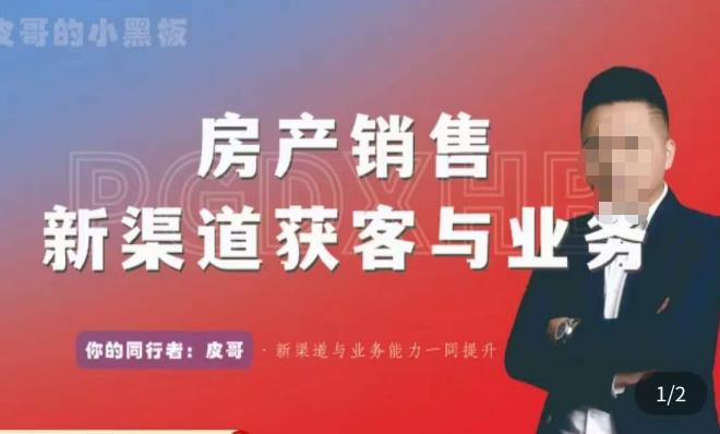 皮哥·房产销售新渠道获客与业务，​打造新时代房产经纪达人，助力行业新人成长为业内精英-一起网赚吧
