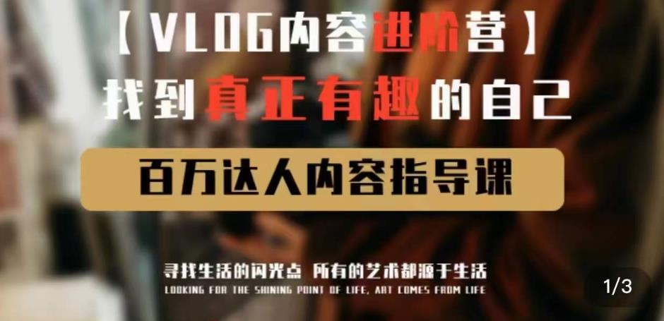 vlog内容进阶营，找到真正有趣的自己，百万达人内容指导课-一起网赚吧