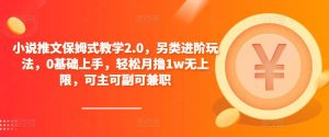 小说推文保姆式教学2.0，另类进阶玩法，0基础上手，轻松月撸1w无上限，可主可副可兼职-一起网赚吧